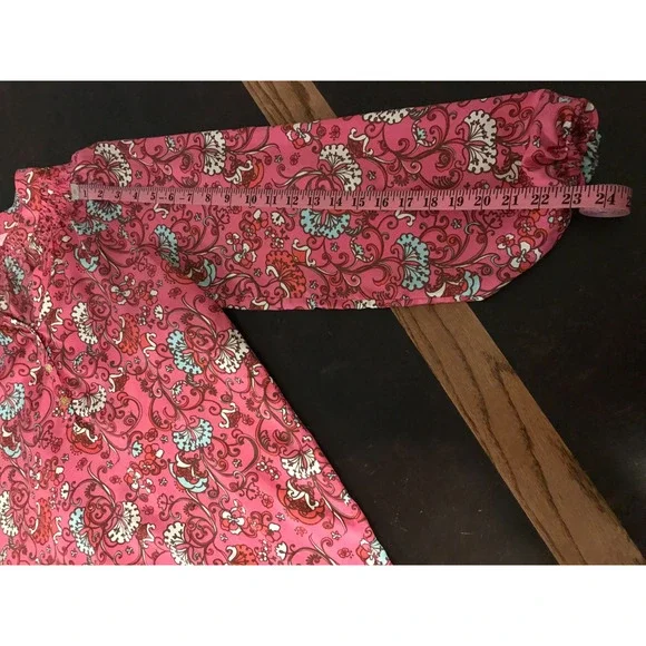 Lilly Pulitzer Elsa Hotty Pink Ring My Chime Silk Top - Size Medium - Picture 6 of 12